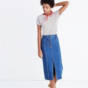 Madewell High-Slit Jean Midi Skirt